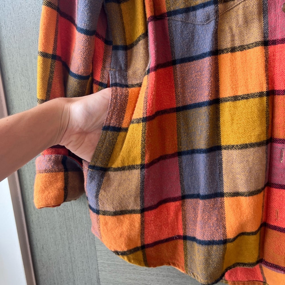 Madewell Orange Checkered Flannel - image 3